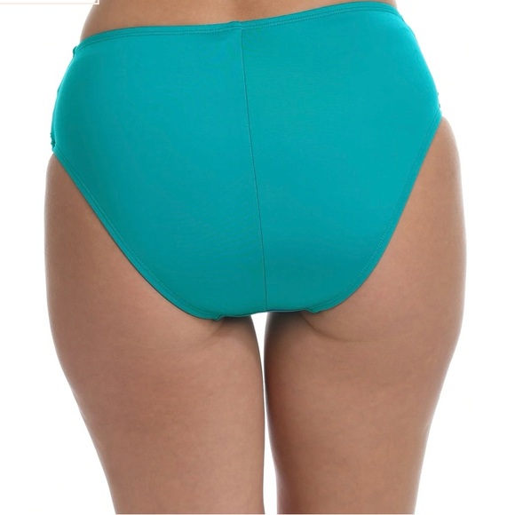 La Blanca Mid Waist Sash Band Bikini bottom size 10 in turquoise - Picture 2 of 4